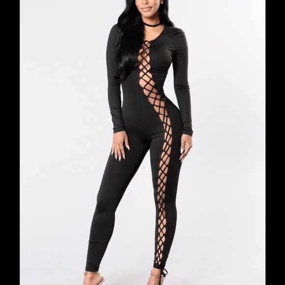 Fashion Nova Pants - Lace up jumpsuit
